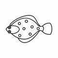 Flounder fish icon, outline style