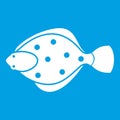 Flounder fish icon white