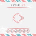 Flounder, flatfish, plaice, sole, fluke, brill - line icon Royalty Free Stock Photo