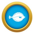 Flounder icon blue vector isolated