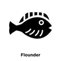 Flounder icon vector isolated on white background, logo concept