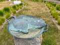 A flounder monument in a square in Niechorze on the Baltic Sea in Poland Royalty Free Stock Photo