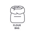 Flour bag line icon, outline sign, linear symbol, vector, flat illustration