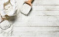 Flour in bag with a shovel. Royalty Free Stock Photo