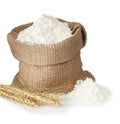 Flour in bag with wheat ears Royalty Free Stock Photo