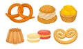 Flour Baked Buns and Rolls from Bakery or Pastry Shop Vector Set