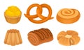 Flour Baked Buns and Rolls from Bakery or Pastry Shop Vector Set