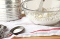 Flour, butter, sugar with vintage baking equipment Royalty Free Stock Photo