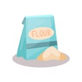 Flour in a craft paper bag vector Illustration on a white background