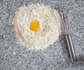 Flour, Egg Yolk and Egg Beater I Royalty Free Stock Photo