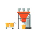 Flour grinding industrial equipment, stage of bread production process on a white background