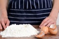 Flour hands eggs raw ingredients Royalty Free Stock Photo