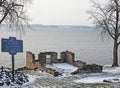 Flour Mill signage for historic ruins in Aurora on Cayuga Lake Royalty Free Stock Photo