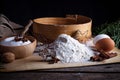 Flour, sieve and eggs