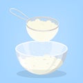 Flour in the sieve. Prepare flour for baking Royalty Free Stock Photo