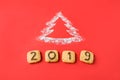 Flour Silhouette Christmas Tree with cookies digits 2019