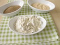 Flour, sourdough extract and bakers yeast Royalty Free Stock Photo