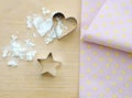 Flour with star and heart shape, tablecloth
