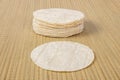 Flour Tortillas On A Bamboo Stitch Background