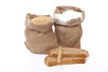 Flour and wheat grain with bread Royalty Free Stock Photo