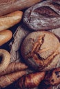 Flour and wheat with some handmade bread. - Image Royalty Free Stock Photo