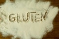 Flour with writted word GLUTEN