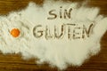 Flour with writted word SIN GLUTEN Royalty Free Stock Photo