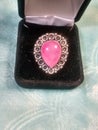 Flourescent Bubble Gum Pink Gemstone set in Sterling Silver Ring