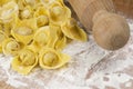 Flouring tortellini ready to cook