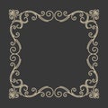 Flourish calligraphic frame. Ornate antique page divider. Vintage swirly pattern. Save the date card design. Vector.