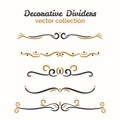 Flourish elements. Hand drawn dividers set. Ornamental decorative element. Vector ornate design. Royalty Free Stock Photo