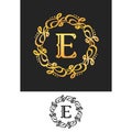 E Logo letter Wreath Swirl Symbol design