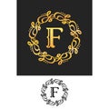 F Logo letter Wreath Swirl Symbol design