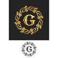 G Logo letter Wreath Swirl Symbol design