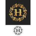 H Logo letter Wreath Swirl Symbol design