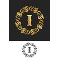 I Logo letter Wreath Swirl Symbol design