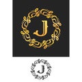 J Logo letter Wreath Swirl Symbol design