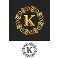 K Logo letter Wreath Swirl Symbol design