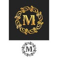 M Logo letter Wreath Swirl Symbol design