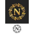 N Logo letter Wreath Swirl Symbol design