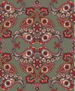 Flourish tiled pattern. Abstract floral geometric seamless oriental background. Fantastic flowers and leaves. Wonderland motives