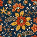 Flourish tiled pattern. Floral oriental ethnic background. Arabic ornament with fantastic flowers and leaves. Wonderland