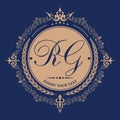 Flourishes calligraphic monogram emblem template. Elegant emblem logo for restaurants, hotels, bars and boutiques.