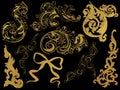 Flourishes calligraphic vintage ornamental background. Golden ornate page with swirls and vignettes elements. Frame design luxury Royalty Free Stock Photo