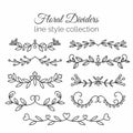 Flourishes. Hand drawn dividers set. Line style decoration. Royalty Free Stock Photo