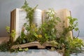 Flourishing Pages: Open Book with Wild Plant Life. Generative AI