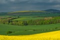 Landscape of gentle Moravian hills in spring