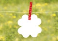 Flover note on a rope Royalty Free Stock Photo