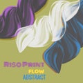 Flow abstract Risograph effect. Abstract swirl wave liquid shape