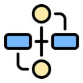 Flow chart icon in flat line style representing process mapping workflow and decision-making ideal for business strategy project